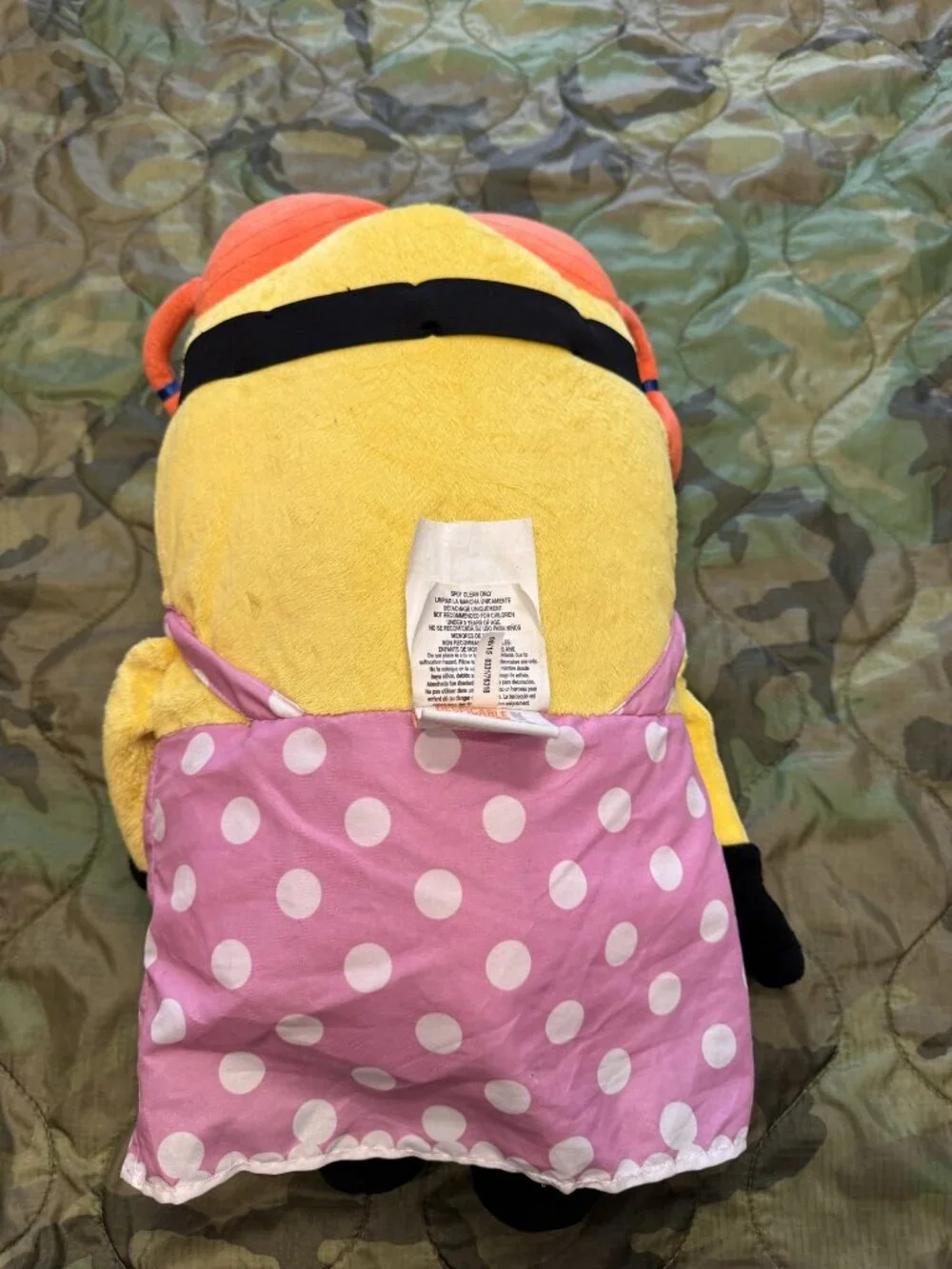 Despicable Me Minion Plush Pillow Pink Polka Dot Outfit